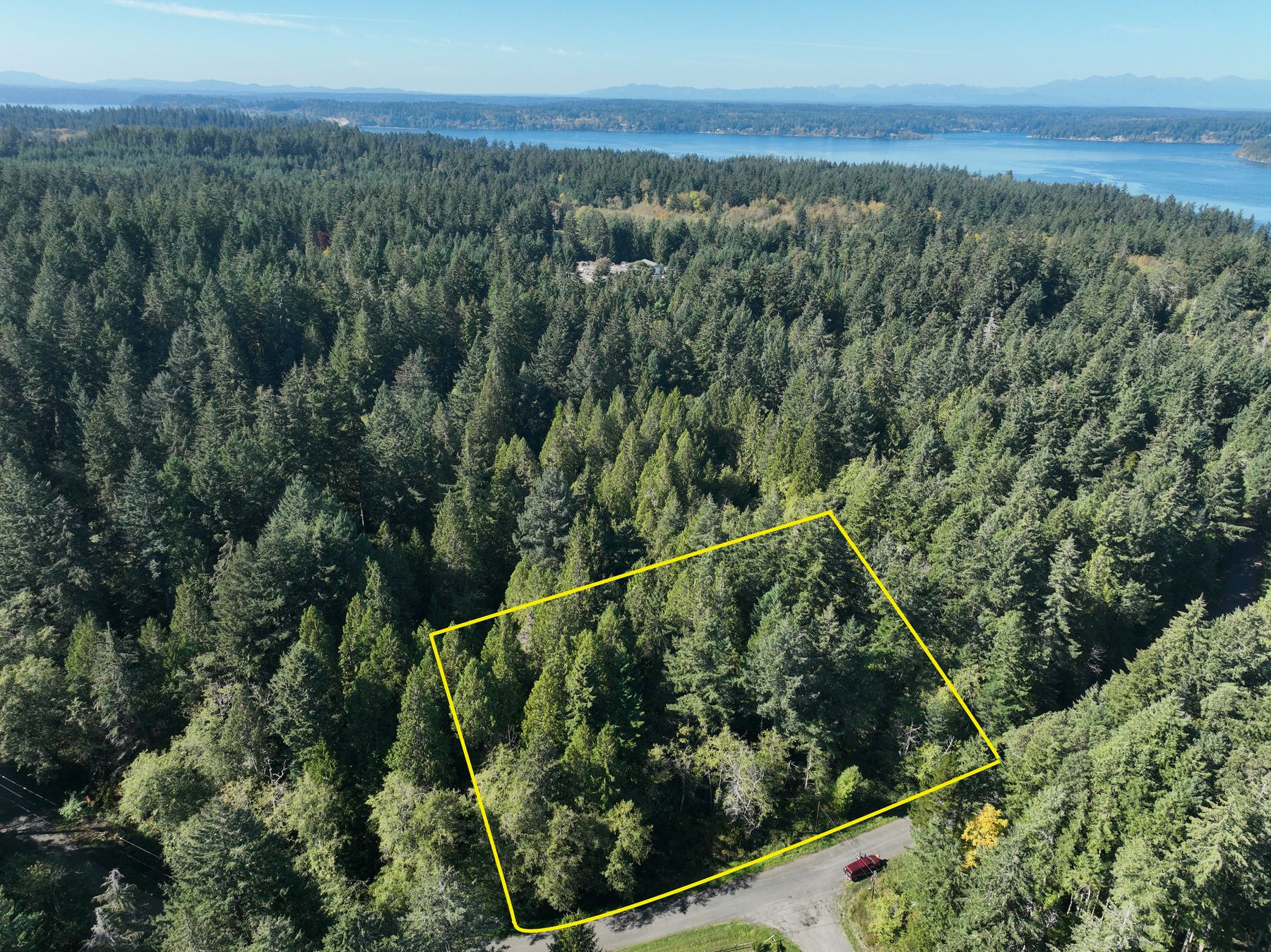 Looking down on the lot and its Salal Dr frontage
